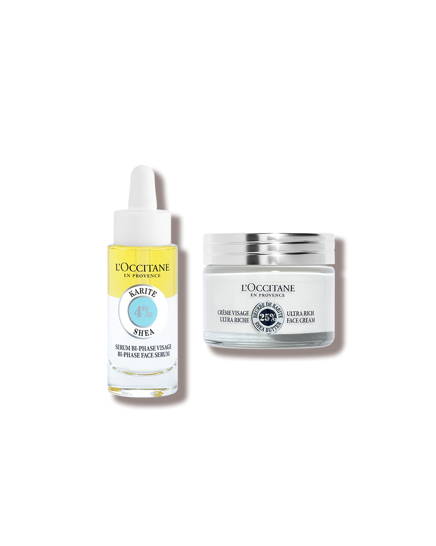 Affichage de l&rsquo;image 1/1 du produit Duo S&eacute;rum & Cr&egrave;me Visage Karit&eacute;, , RECT